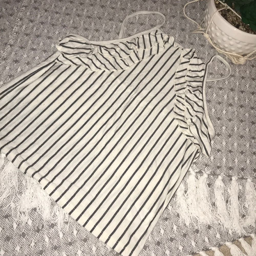 American Eagle High-Neck Ruffled Tank-Top